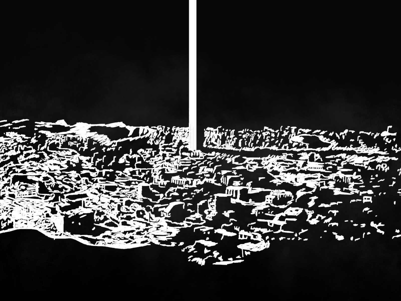 drawing, Monochrome, Apocalyptic, Cityscape, Monolith Wallpaper