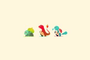 Pokemon, Bulbasaur, Charmander, Squirtle, Minimalism