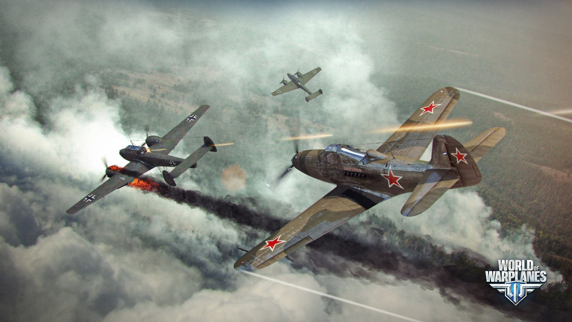World of Warplanes, Warplanes, Wargaming, Airplane, Bell P 39 Airacobra, Messerschmitt Bf 110, Dogfight Wallpaper