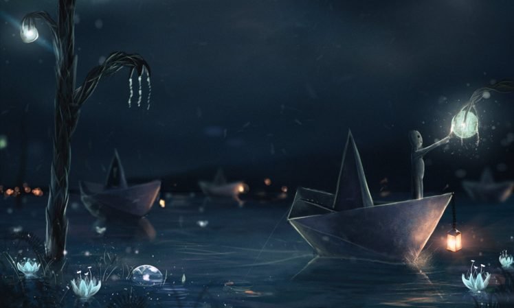 Sylar, Paper boats, Lantern, Fishing rod HD Wallpaper Desktop Background