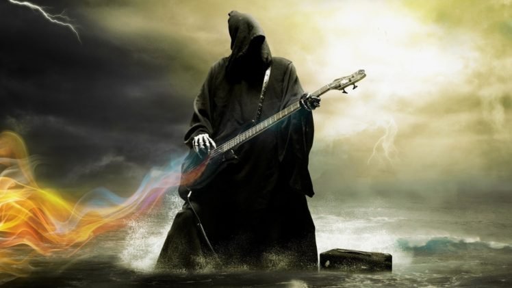 creativity, Grim Reaper, Bass guitars, Gothic HD Wallpaper Desktop Background