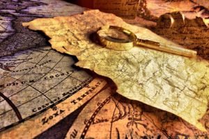 creativity, Map, Magnifying glasses, Paper
