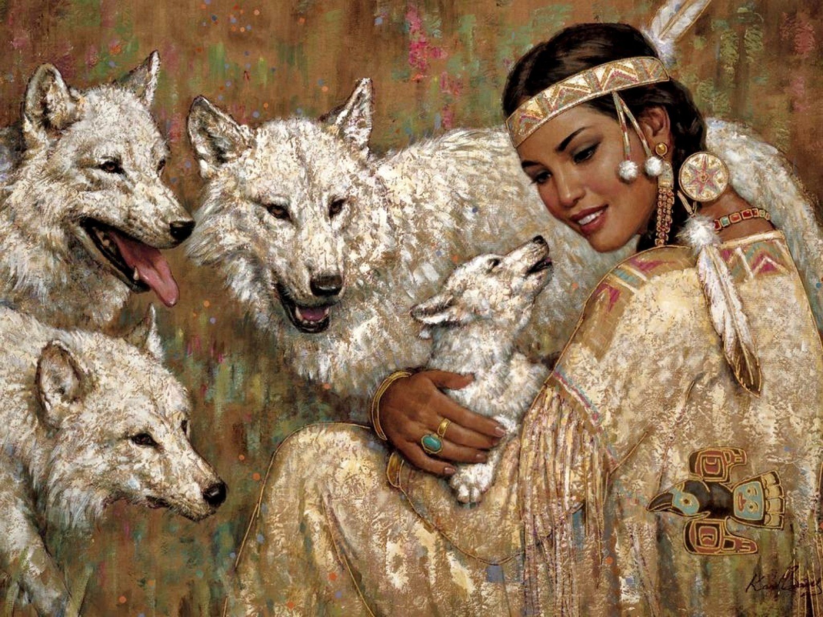 wolf, Native Americans, Cubs Wallpaper