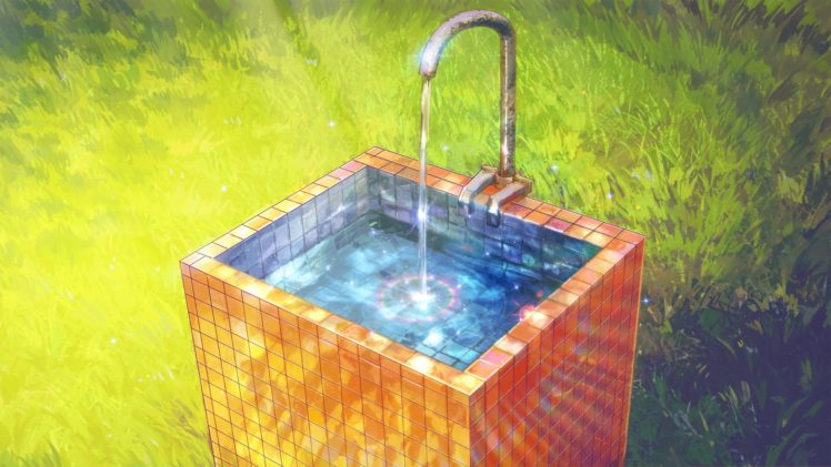 Everlasting Summer, Drinking fountains, Rainbows, Green, Tiles, Water, ArseniXC HD Wallpaper Desktop Background