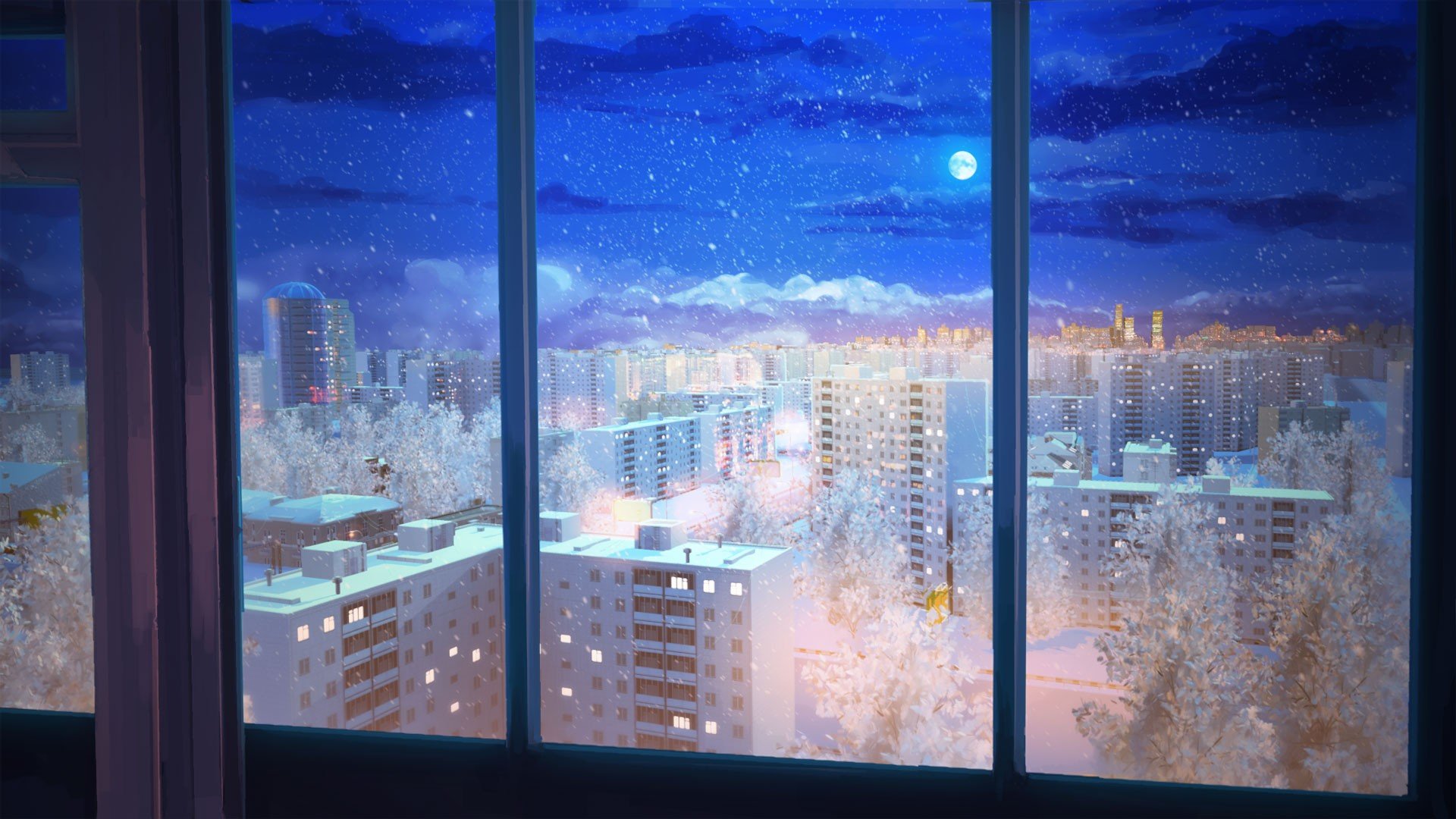 night, Snow, Everlasting Summer Wallpaper