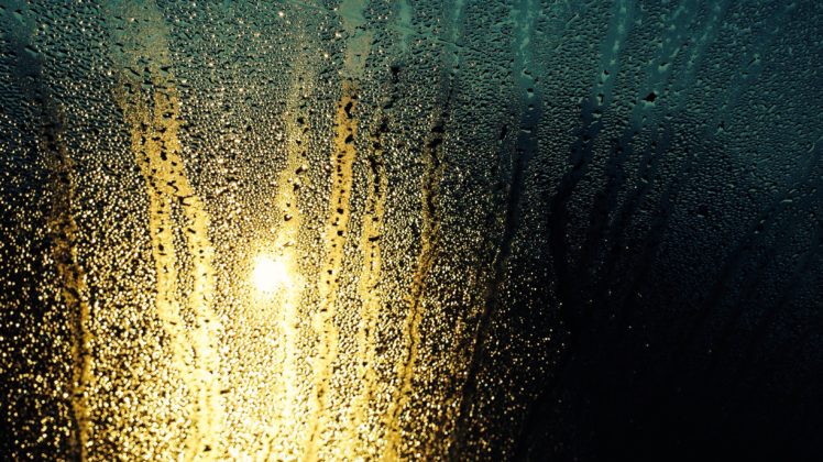 rain, Sunrise, Water on glass HD Wallpaper Desktop Background