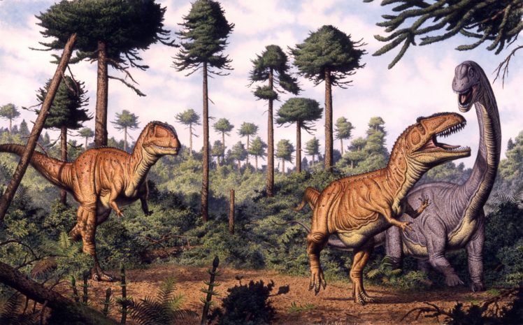 dinosaurs, Drawing, Brachiosaurus, Fighting, Tyrannosaurus rex HD Wallpaper Desktop Background
