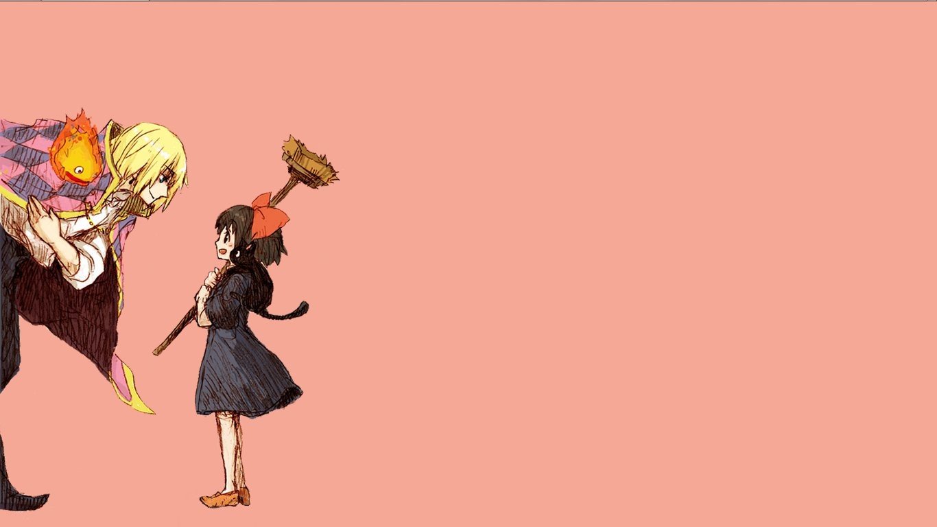 Kikis Delivery Service, Howls Moving Castle, Hayao Miyazaki, Calcifer, Howl, Hair bows Wallpaper