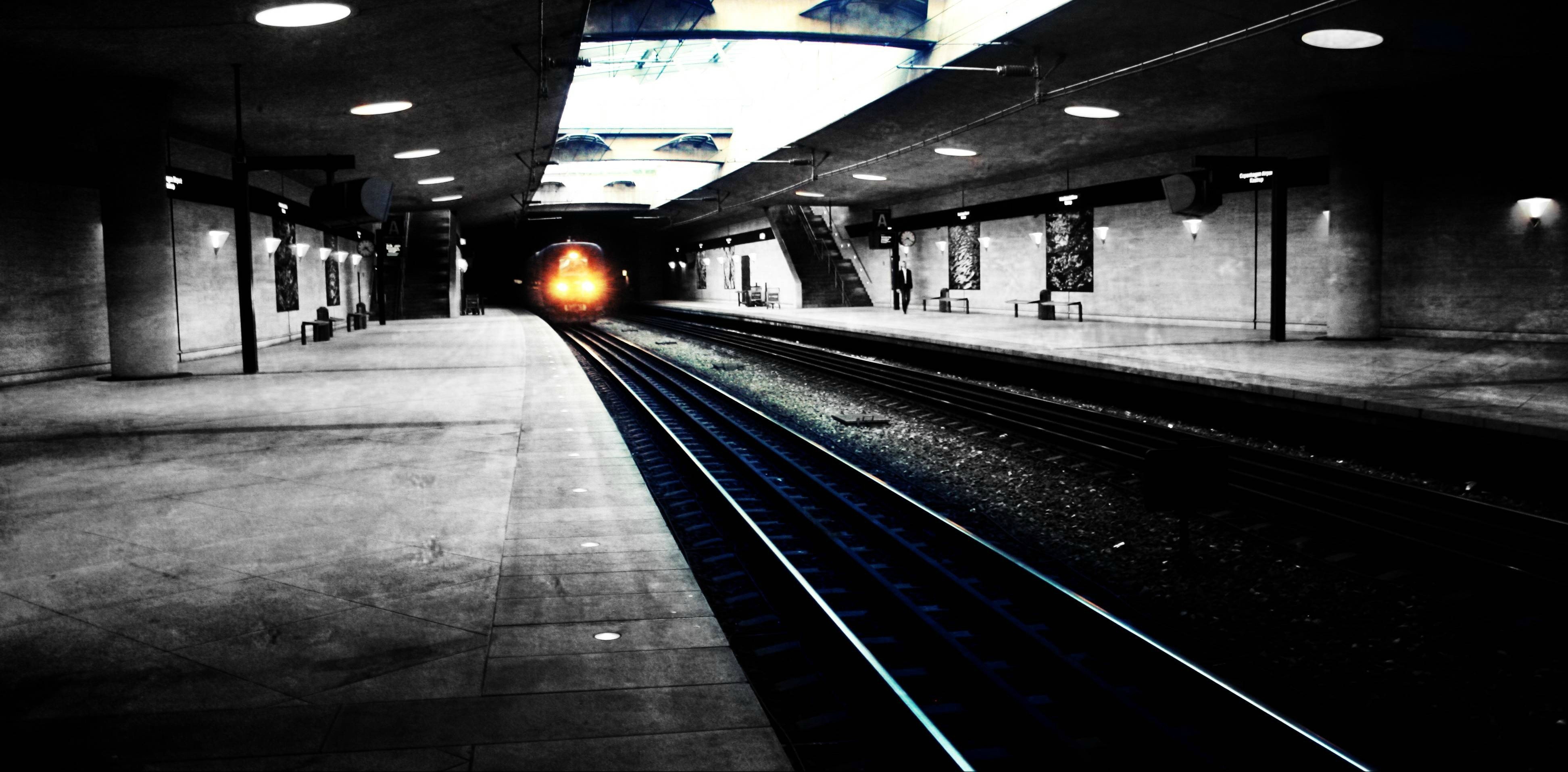 lights, Subway, Monochrome Wallpaper
