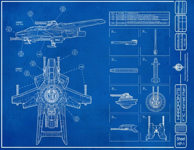F7C Hornet, Star Citizen, Schematic, Blueprints HD Wallpaper Desktop Background