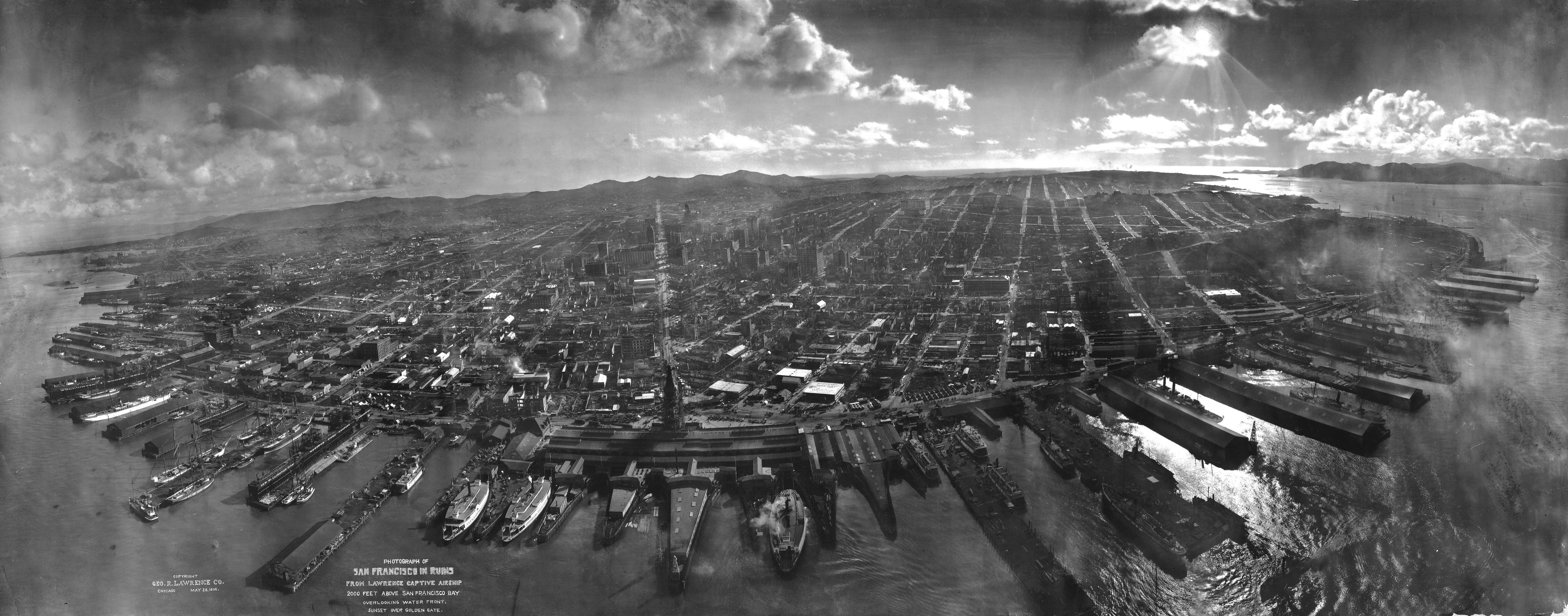 San Francisco, Waterfront, Earthquakes, 1906 earthquake, Aerial view, Ruin Wallpaper