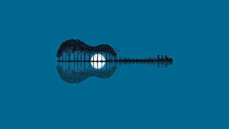 guitar, Minimalism, Reflection, Simple background HD Wallpapers / Desktop  and Mobile Images & Photos