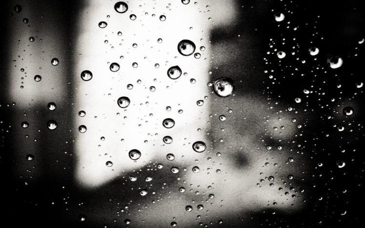 water drops, Monochrome, Water on glass HD Wallpaper Desktop Background