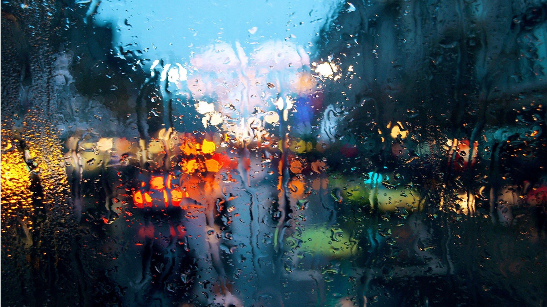 rain, City, Bokeh Wallpaper