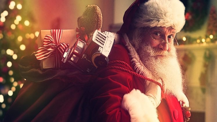 Santa Claus, Lights, Toys HD Wallpaper Desktop Background