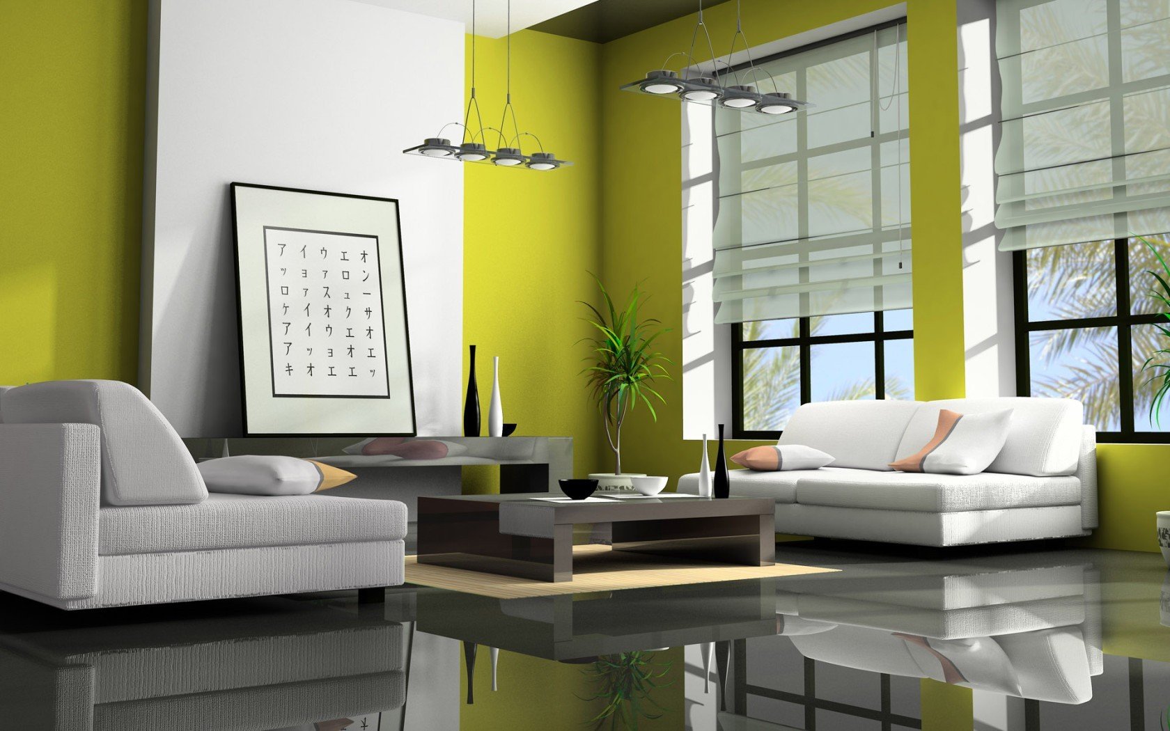 interior design, Couch, Window, Reflection, Picture frames Wallpaper