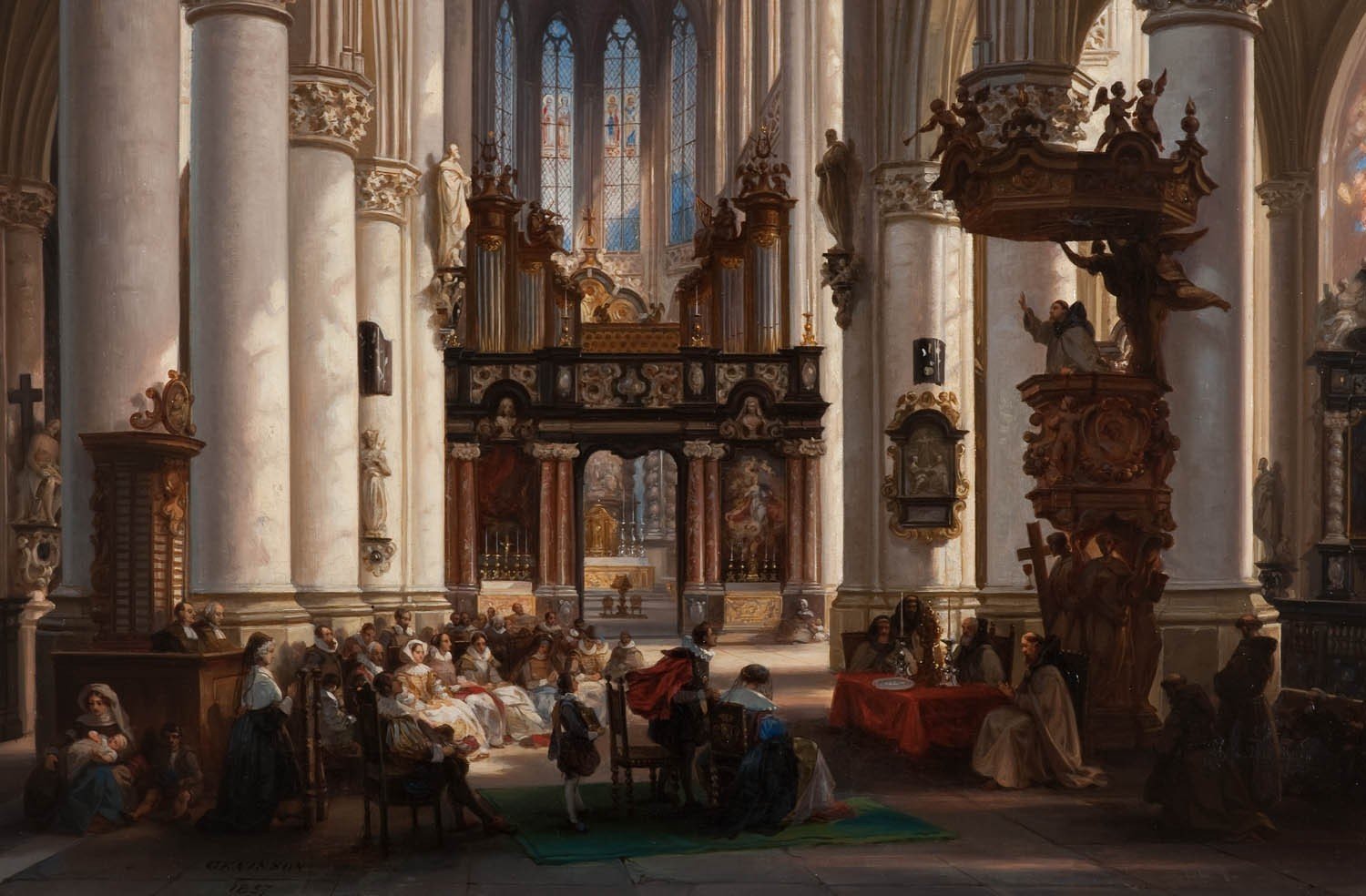 painting, Classic art, Interiors, Pillar, Belgium, Church, Statue, Architecture Wallpaper