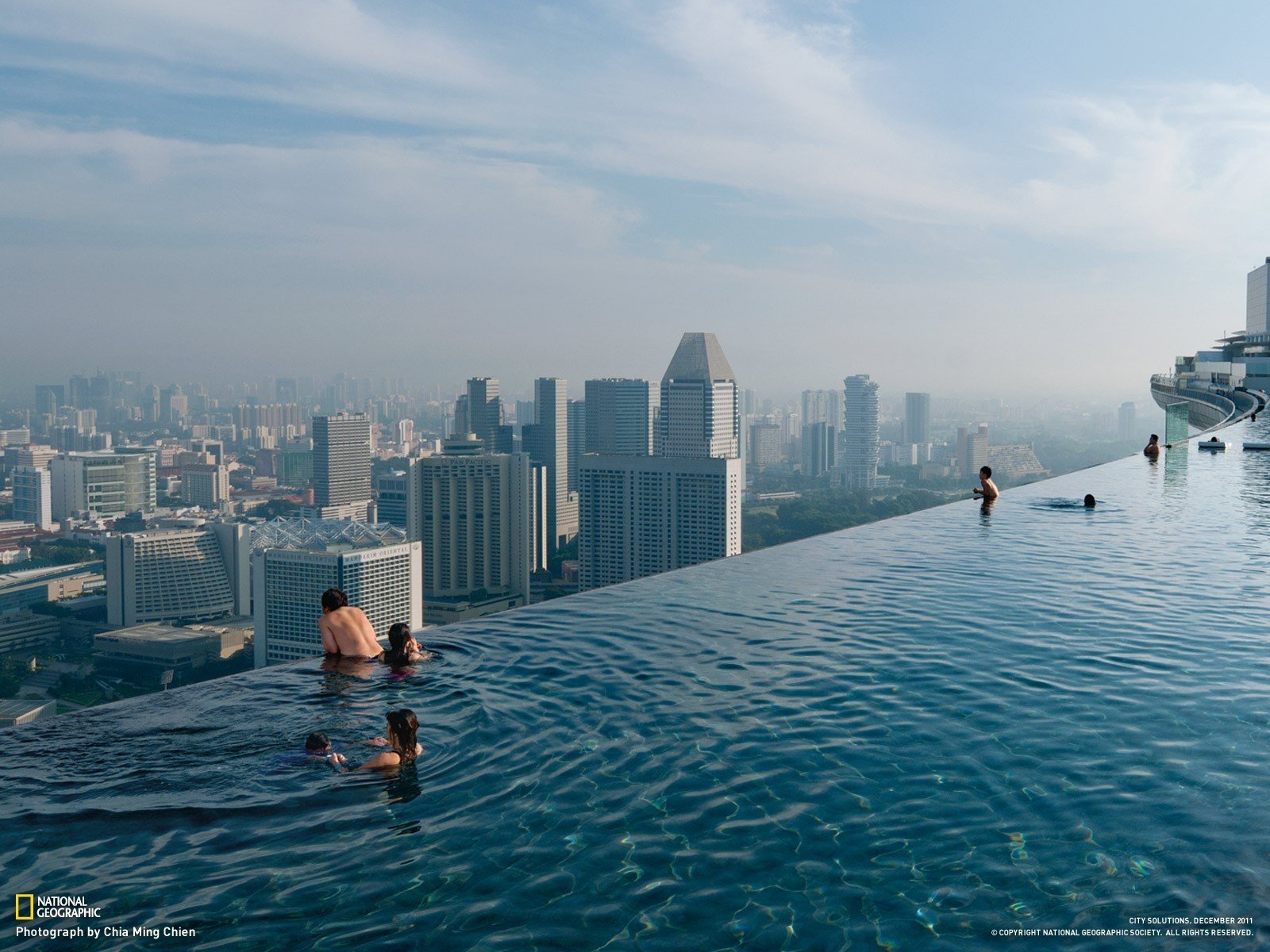 cityscape, Swimming pool, Rooftops, Singapore Wallpaper