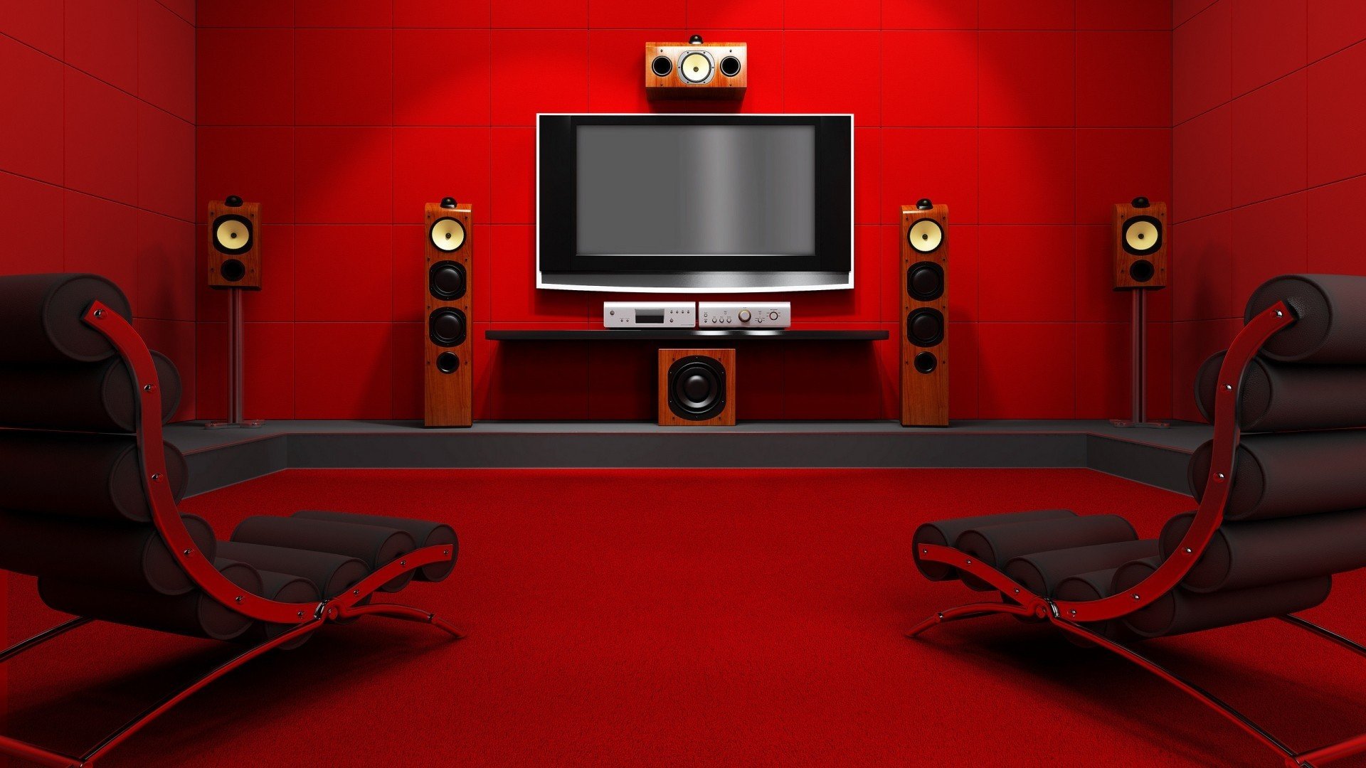 indoors, Television sets, Chair, Speakers Wallpaper