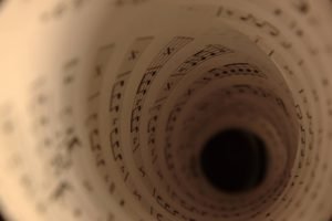music, Musical notes, Tunnel, Depth of field