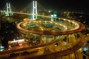 highway, Long exposure, Interchange, Bridge, Shanghai, Nanpu Bridge