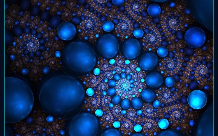 fractal, Spiral, Sphere, Blue HD Wallpaper Desktop Background