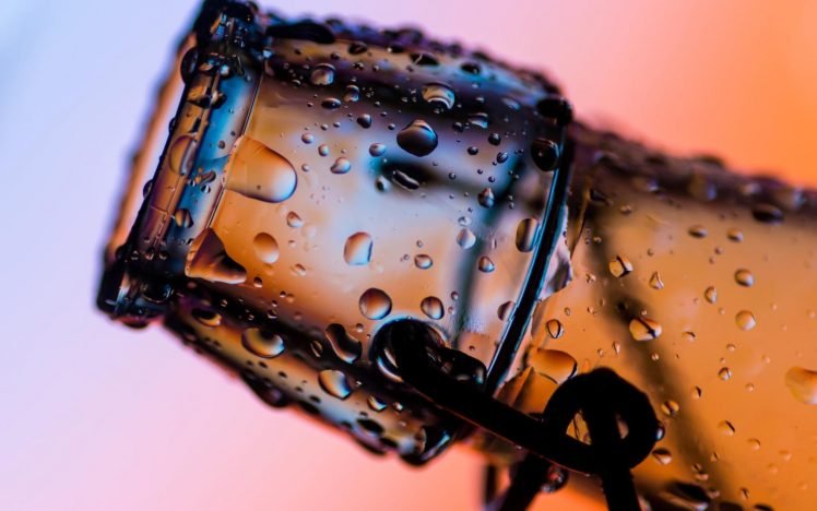 bottles, Water drops, Macro HD Wallpaper Desktop Background
