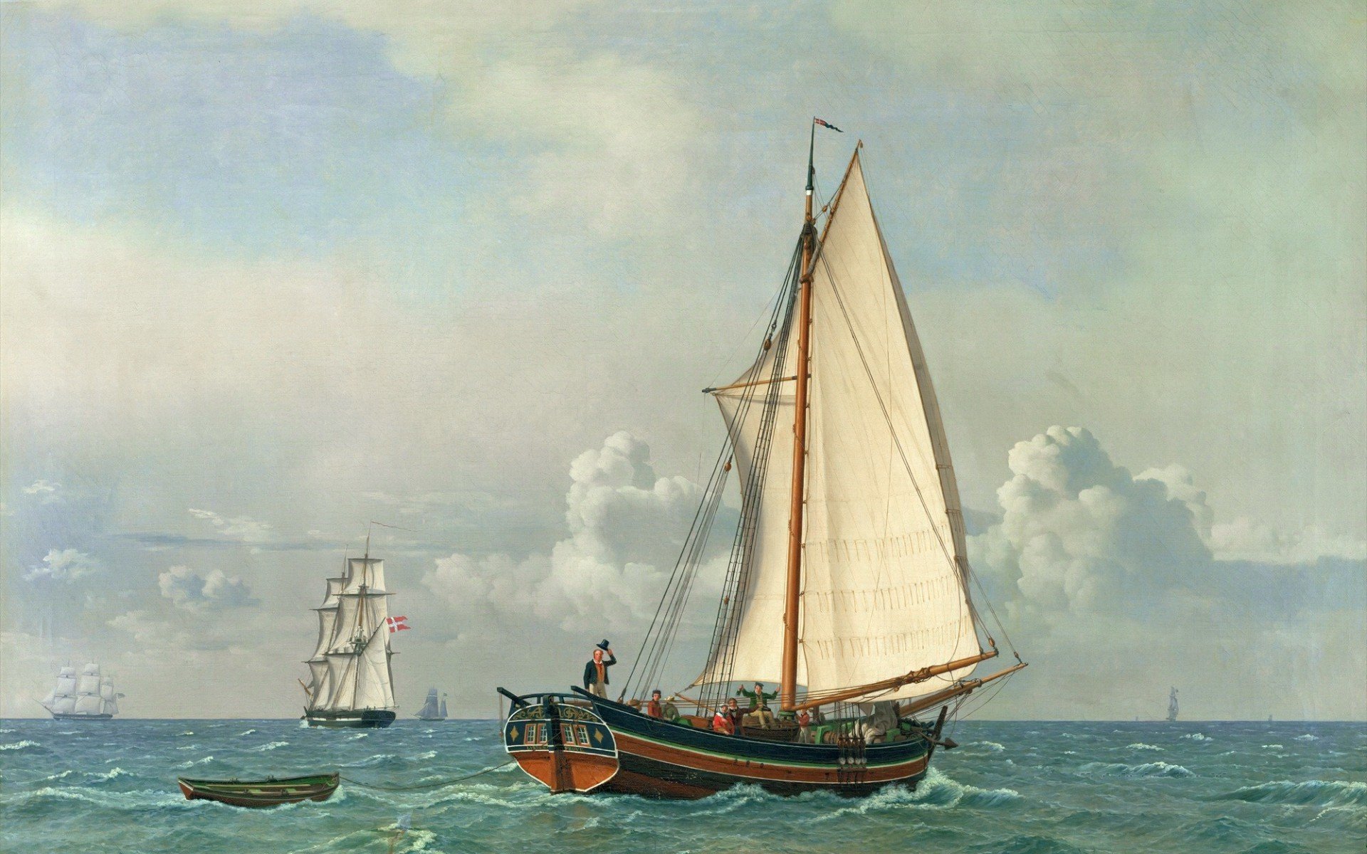 painting, Ship, Boat, Classic art Wallpaper