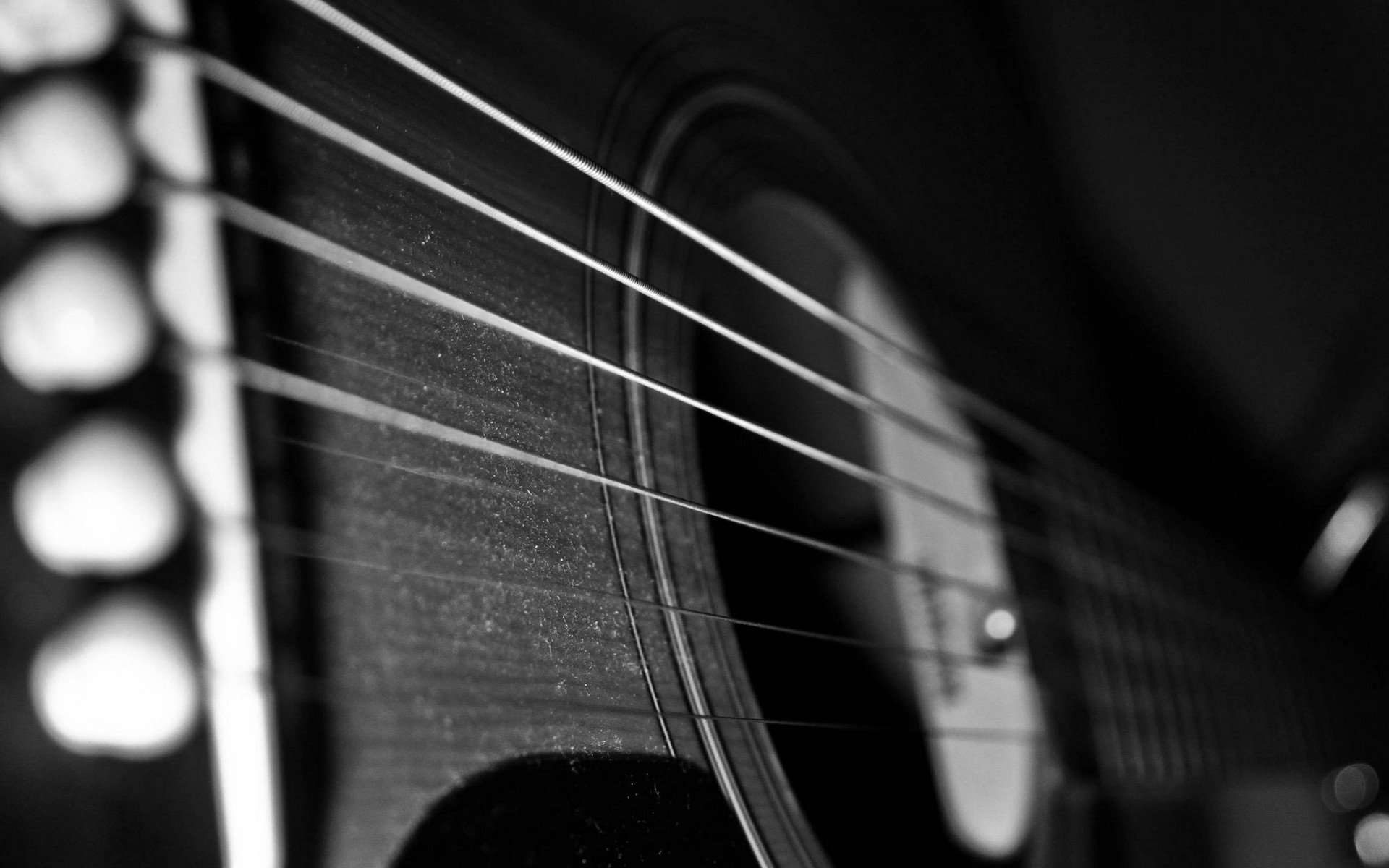 guitar, Depth of field, Monochrome Wallpaper