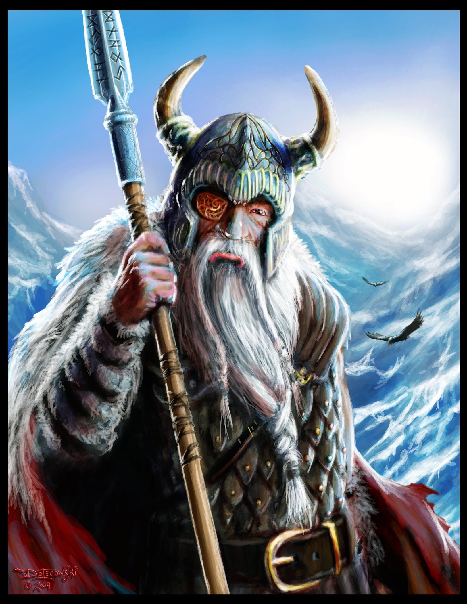 Vikings, Odin, Gungnir, Huginn, Muninn, Helmet Wallpaper