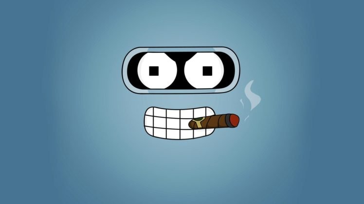 Futurama, Bender, Minimalism, Smoking HD Wallpaper Desktop Background