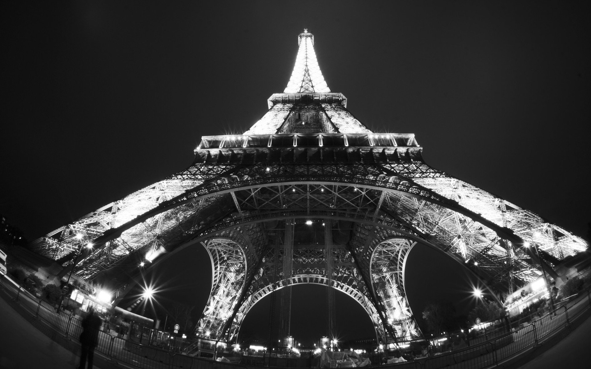 Paris, Monochrome, Fisheye lens, Eiffel Tower Wallpaper