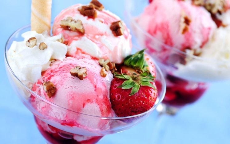 food, Ice cream, Strawberries, Desserts HD Wallpaper Desktop Background