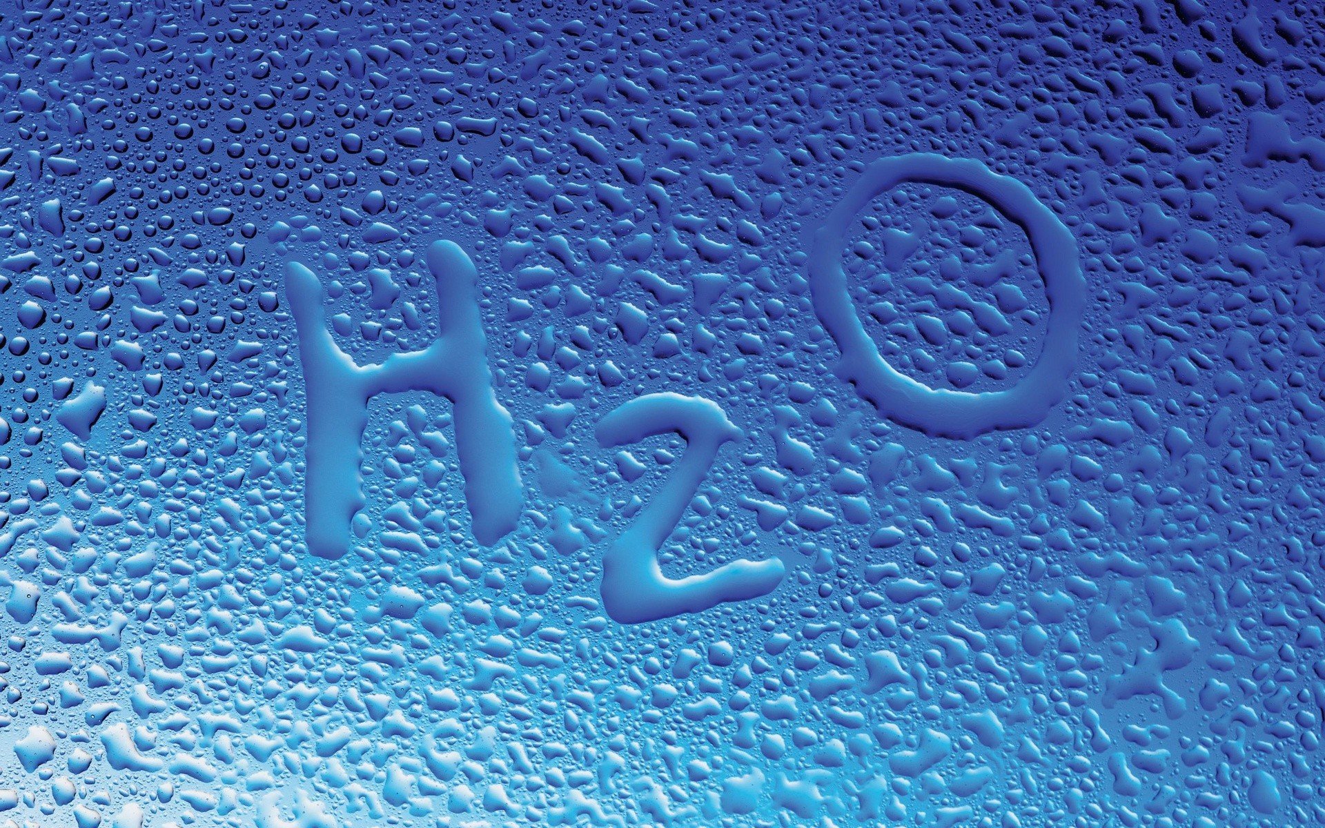 water drops, Water, Glass, H2O, Blue background Wallpaper