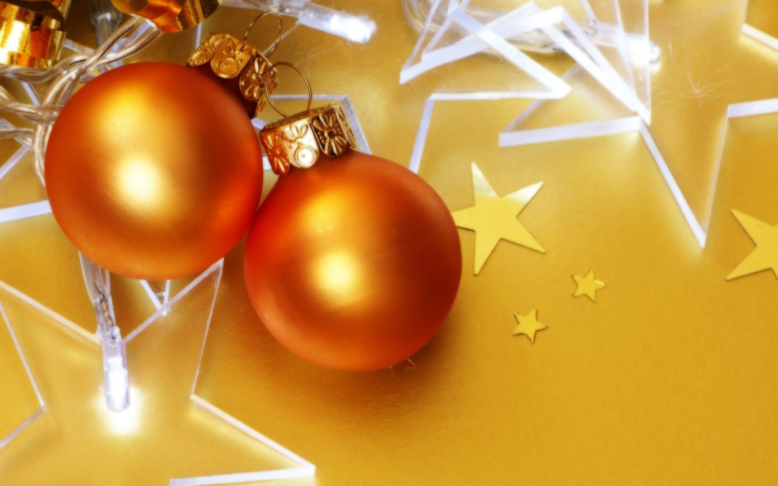 New Year, Snow, Christmas ornaments, Stars Wallpaper