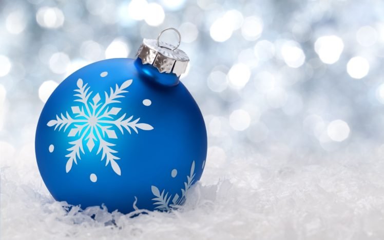 New Year, Snow, Christmas ornaments, Bokeh HD Wallpaper Desktop Background