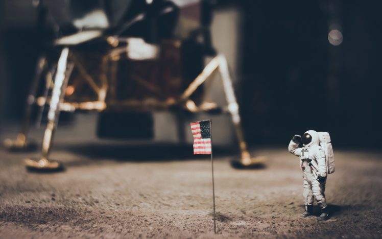 astronaut, Macro, American flag, Depth of field HD Wallpaper Desktop Background