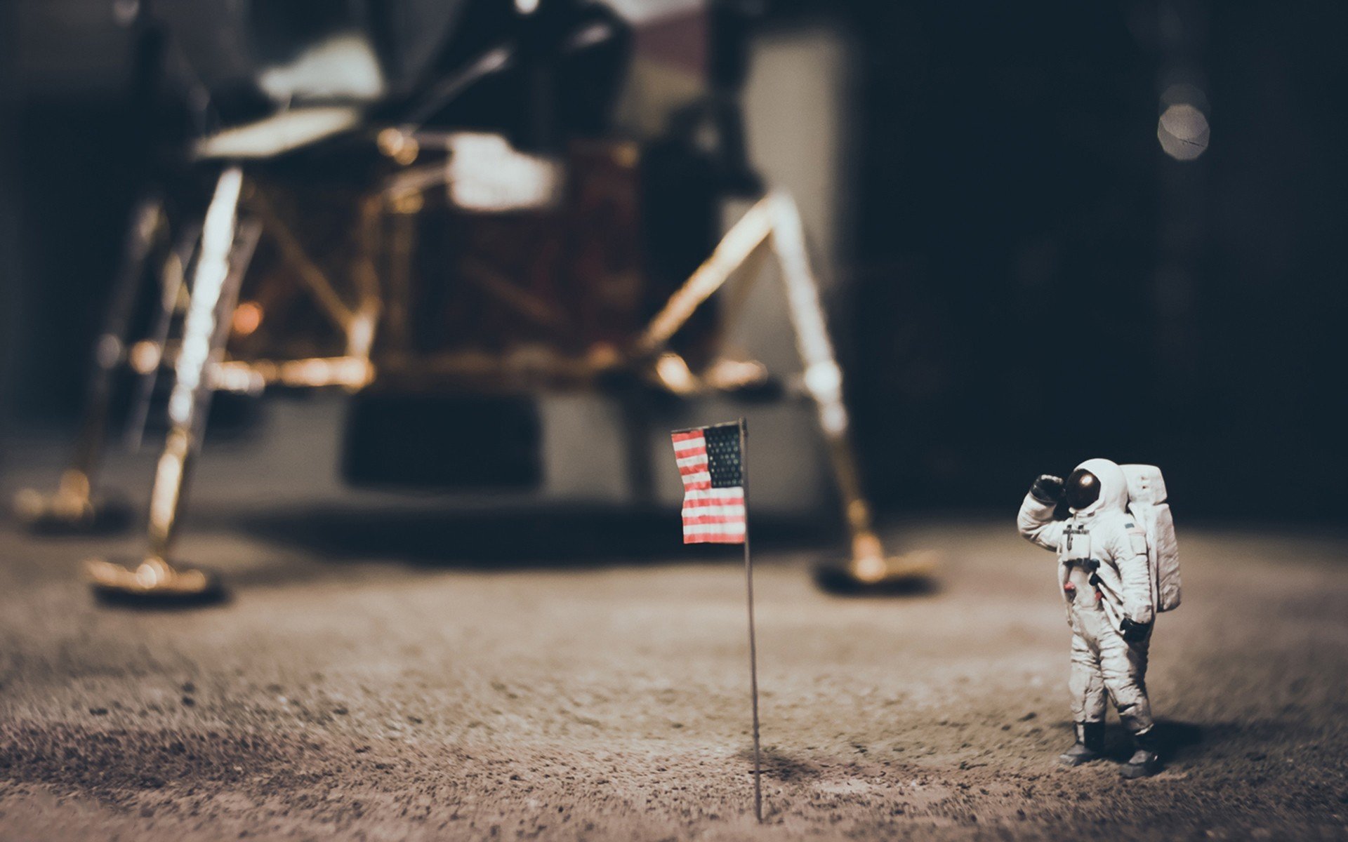 astronaut, Macro, American flag, Depth of field Wallpaper