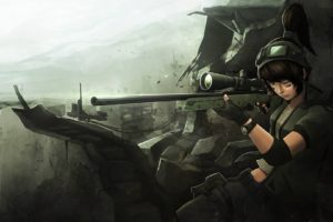 sniper rifle, War, Anime