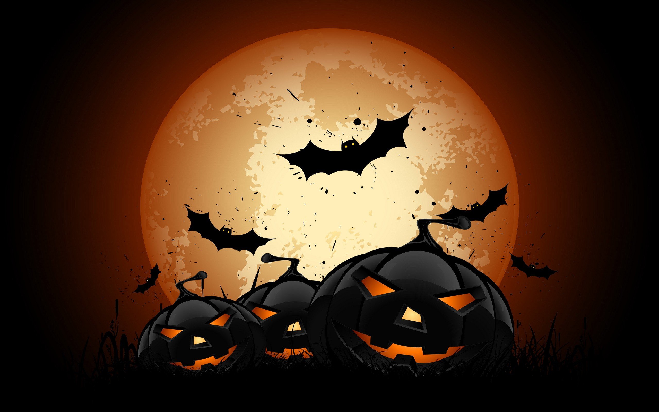 Halloween, Bats, Pumpkin, Moon Wallpaper