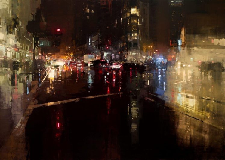 Jeremy Mann, Modern, Evening, Cityscape HD Wallpaper Desktop Background