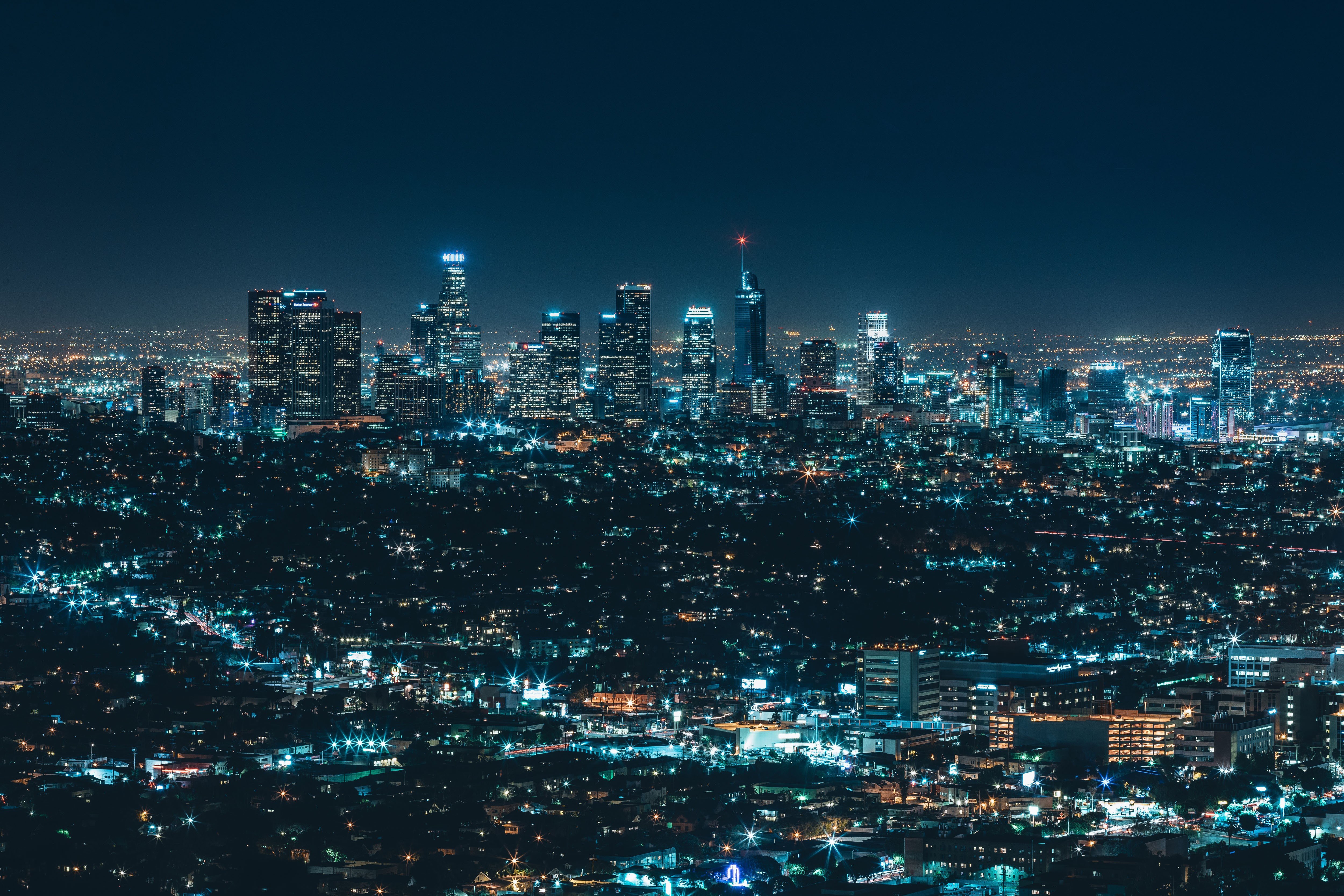 City Lights Cityscape Night Los Angeles Hd Wallpapers Desktop And
