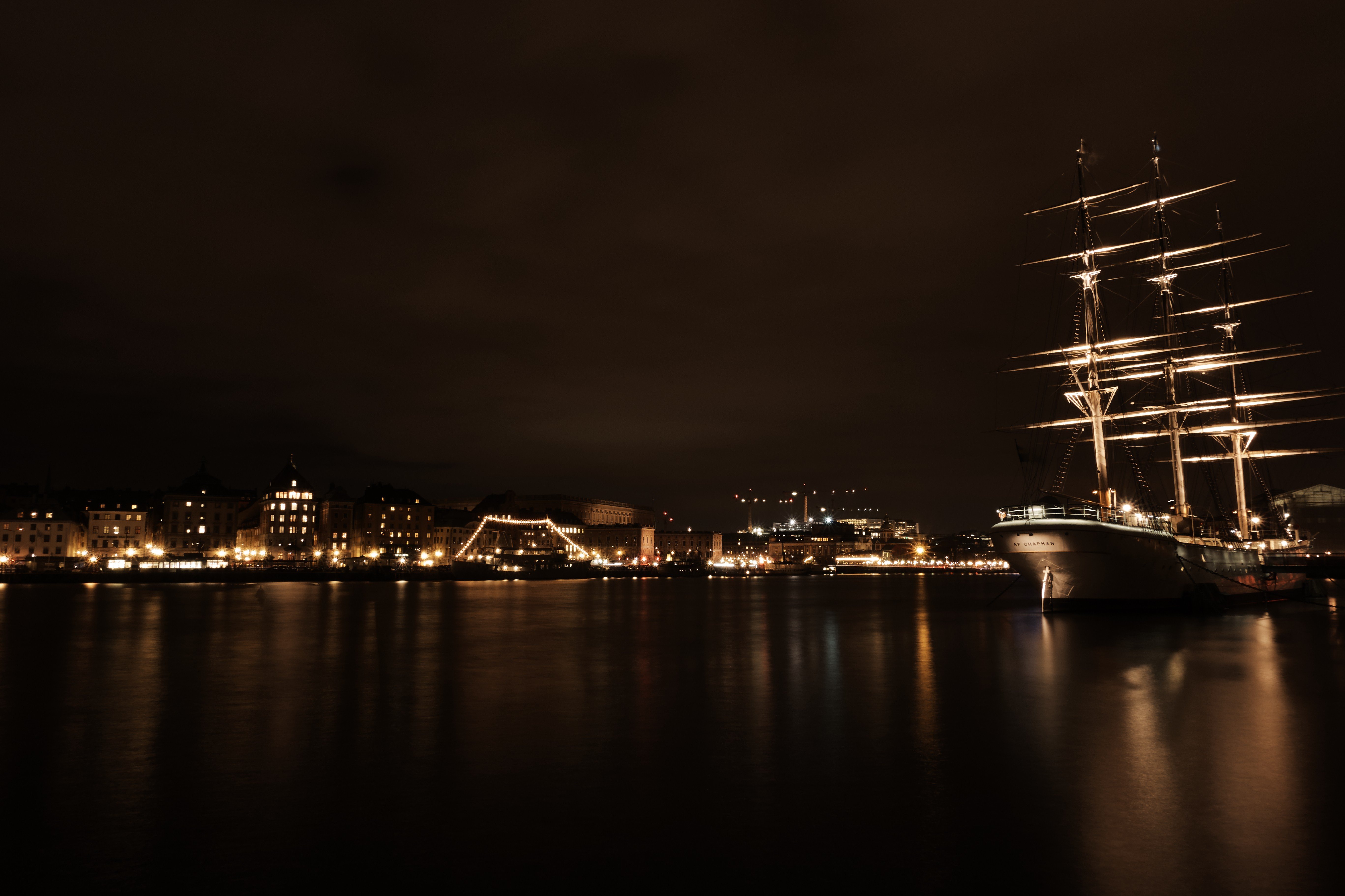 long exposure, Night, Stockholm Wallpaper