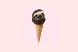 simple background, Ice cream, Minimalism, Chocolate, Sloths, Humor