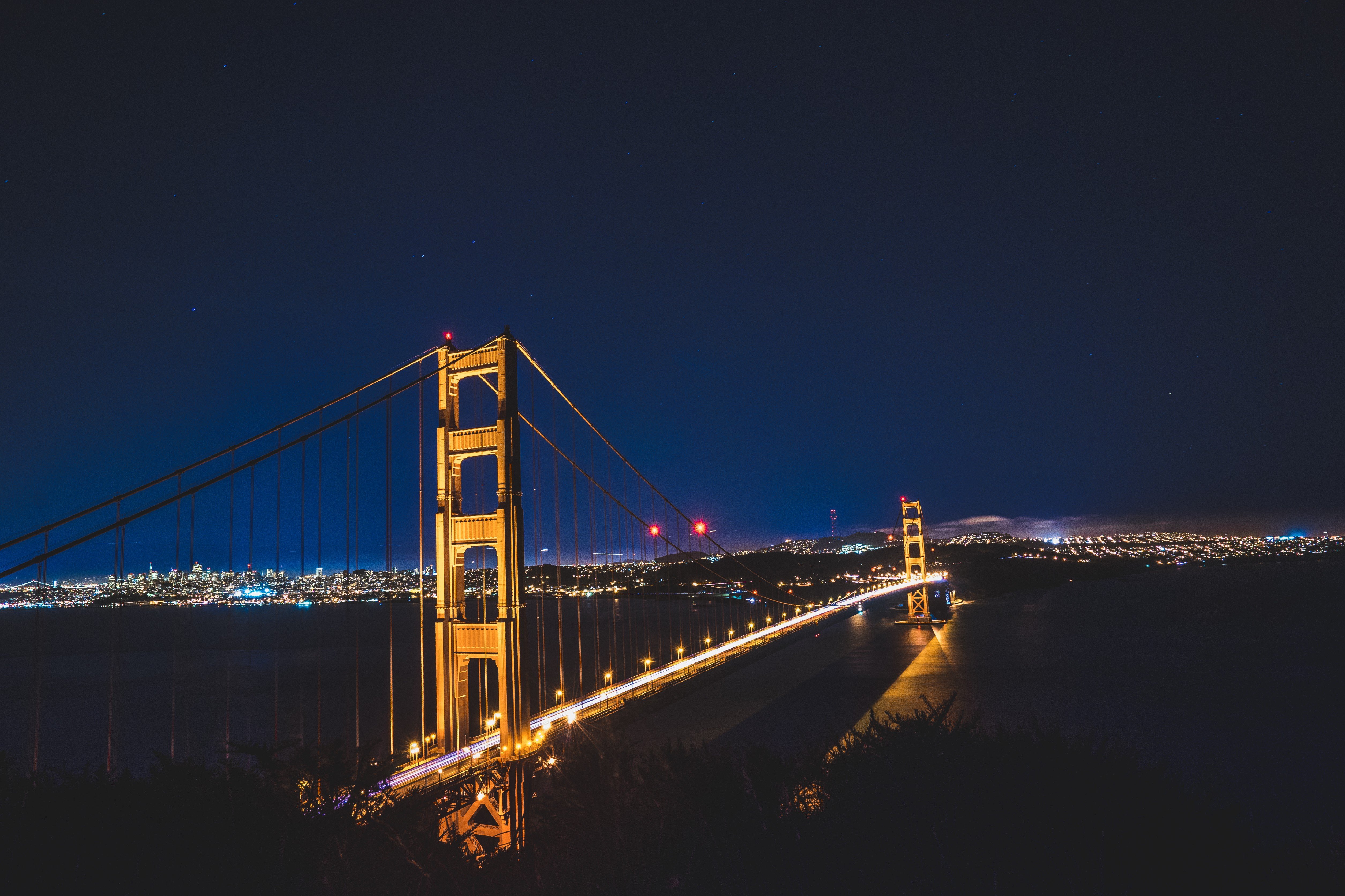 bridge, Night, Lights, San Francisco, City Wallpaper