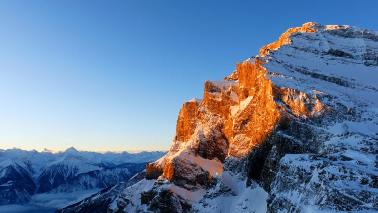 mountains, Snowy peak, Snow, Sky HD Wallpaper Desktop Background