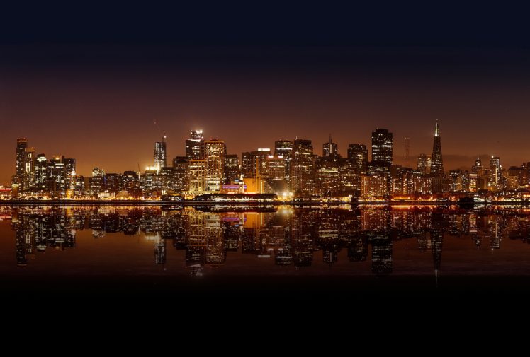 city, Lights, Cityscape, Water, Night, San Francisco HD Wallpaper Desktop Background
