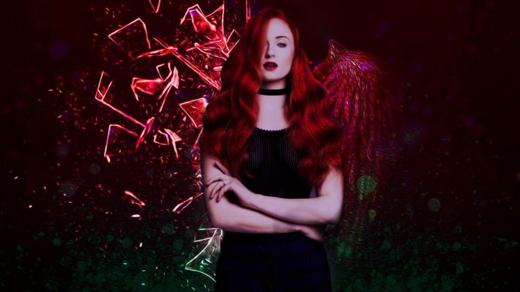 redhead, Sophie Turner, Wings HD Wallpaper Desktop Background
