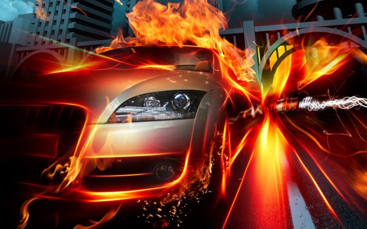 car, Race cars, Fire, Fox, Elk HD Wallpaper Desktop Background