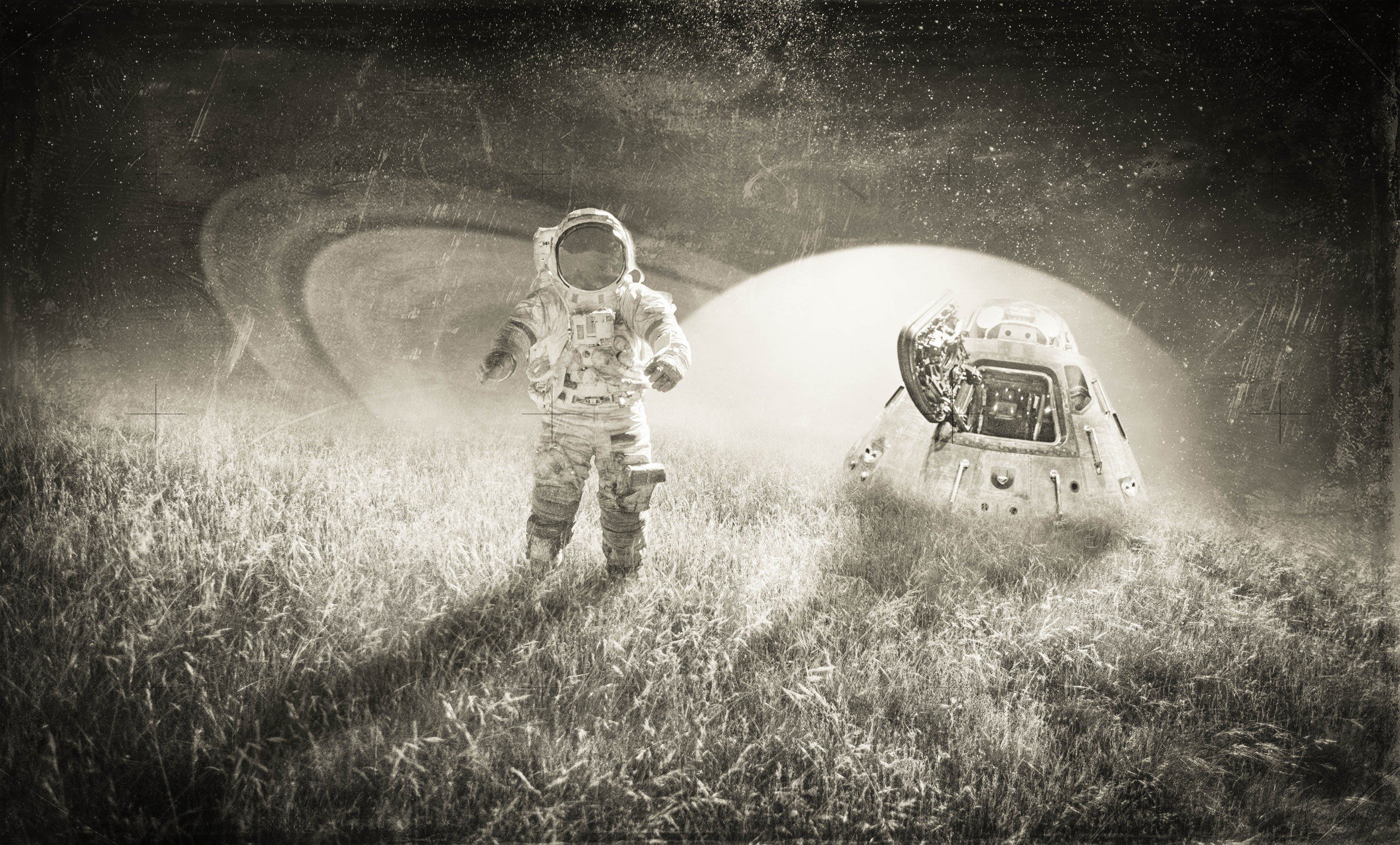 astronaut, Monochrome, Space art Wallpaper